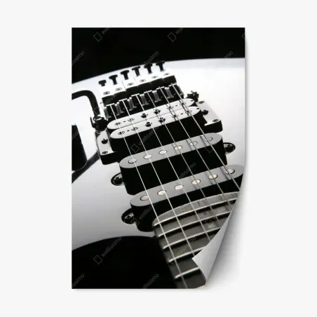 Repositionable sticker black electric guitar close-up • Wallissimo®