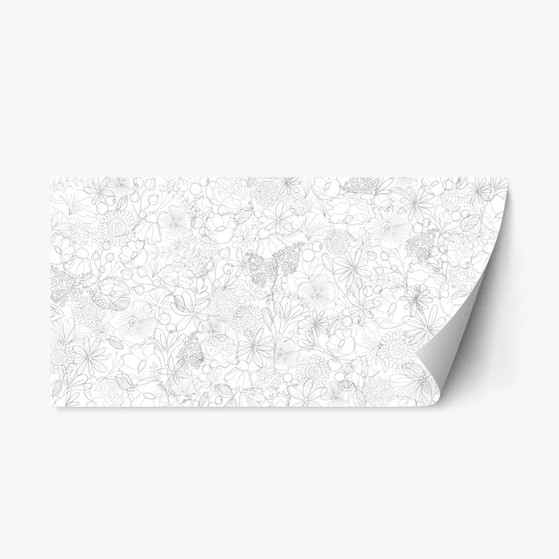 Repositionable sticker delicate hand-drawn floral line pattern