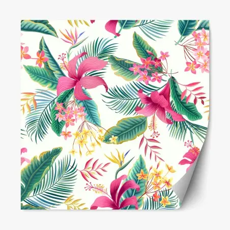 Repositionable sticker tropical botanical bloom pattern • Wallissimo®