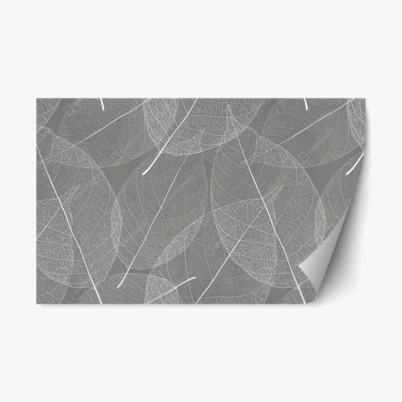 Repositionable sticker delicate leaf vein pattern in gray