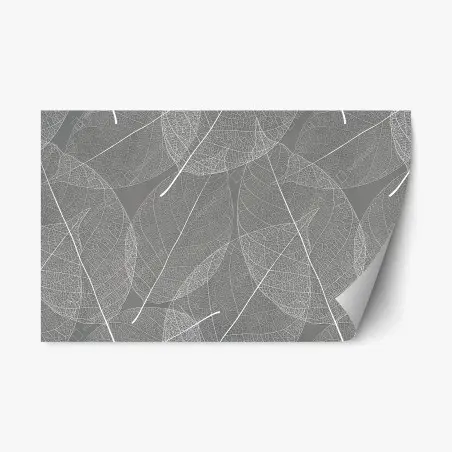 Repositionable sticker delicate leaf vein pattern in gray • Wallissimo®