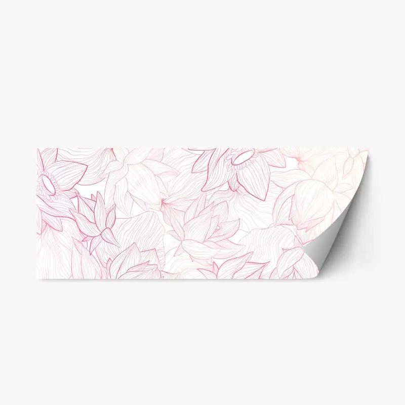 Repositionable sticker blush pink floral line art