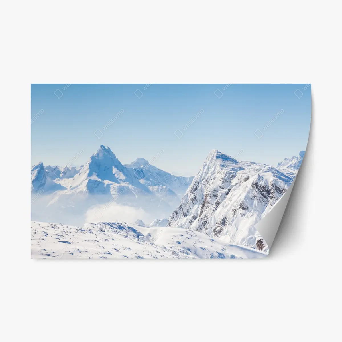 Repositionable sticker serene snow-capped mountain panorama • Wallissimo®