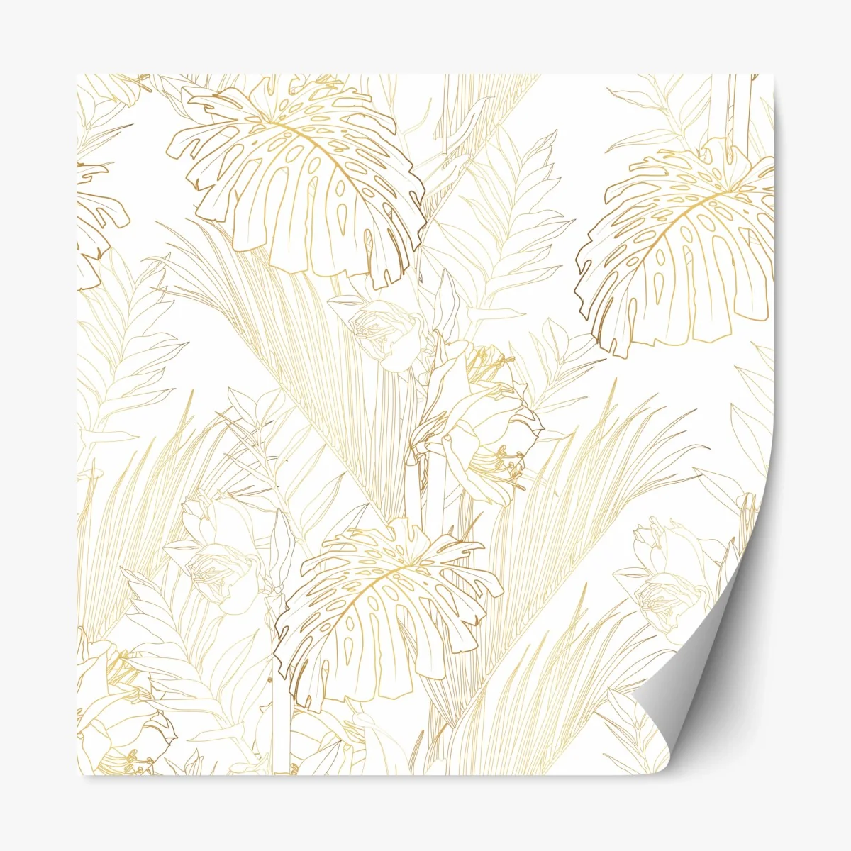 Repositionable sticker golden tropical leaves pattern • Wallissimo® Repositionable sticker golden tropical leaves pattern • Wallissimo®