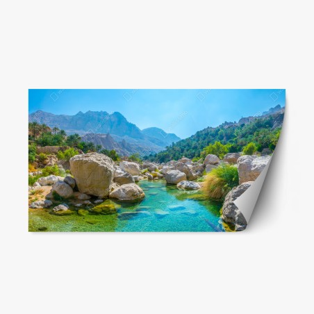 Repositionable sticker turquoise mountain oasis • Wallissimo®