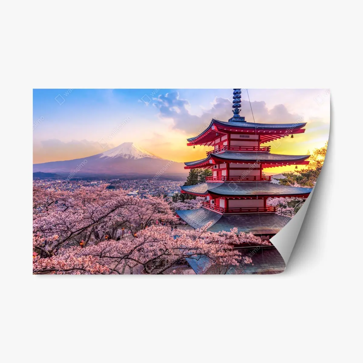 Repositionable sticker sunset over Mount Fuji and Chureito Pagoda ⁕ Wallissimo® Repositionable sticker sunset over Mount Fuji and Chureito Pagoda ⁕ Wallissimo®