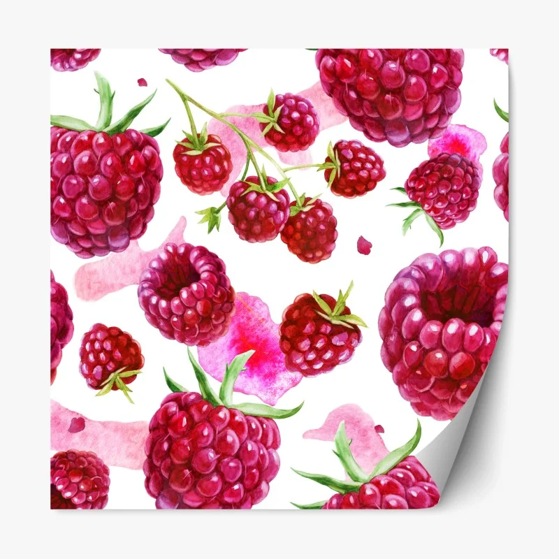 Repositionable sticker watercolor raspberry pattern