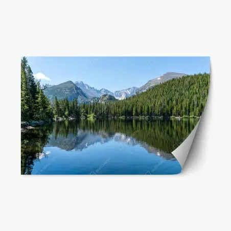 Repositionable sticker mountain lake reflection • Wallissimo®