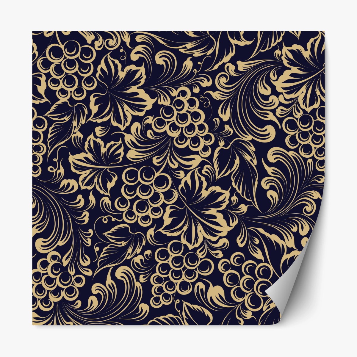 Repositionable sticker elegant baroque grape pattern in gold • Wallissimo® Repositionable sticker elegant baroque grape pattern in gold • Wallissimo®