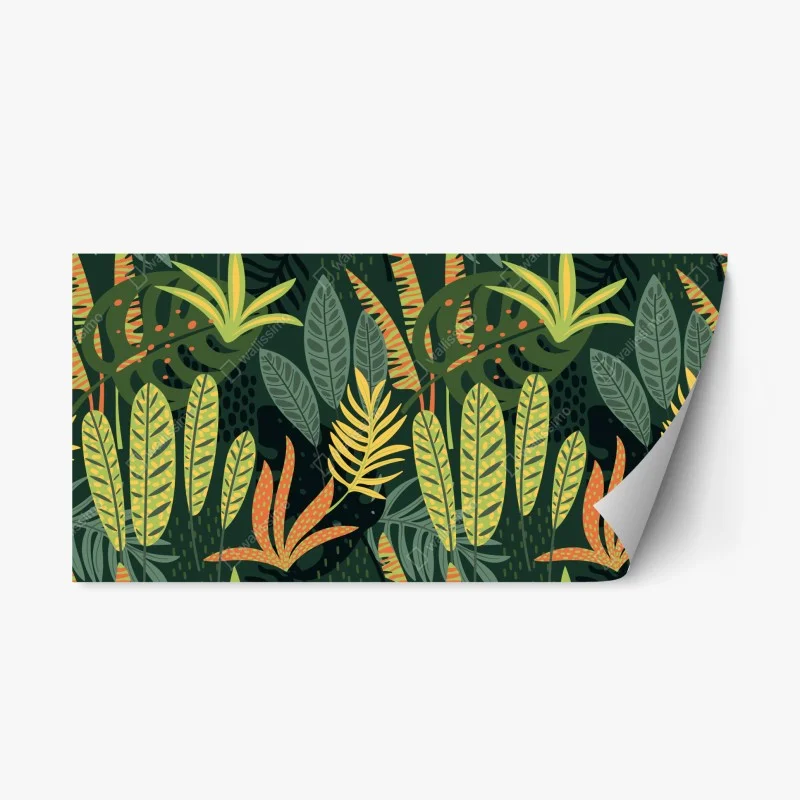 Repositionable sticker vibrant tropical foliage pattern ⁕ Wallissimo®