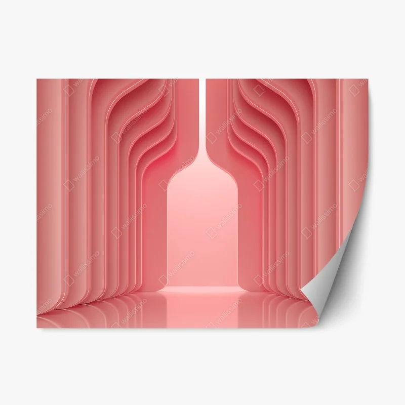 Repositionable sticker coral pink curved archway abstract