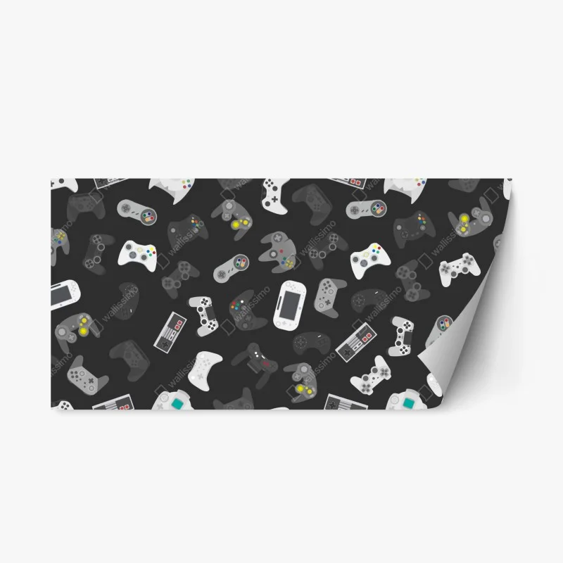 Repositionable sticker retro gaming controllers pattern