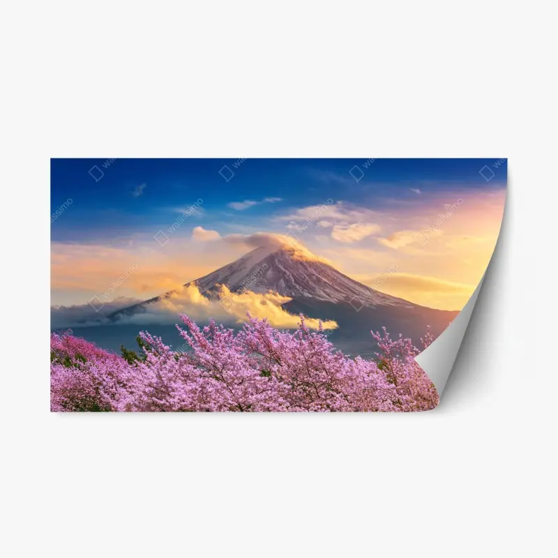 Repositionable sticker vibrant lemon pattern with blue leaves • Wallissimo®