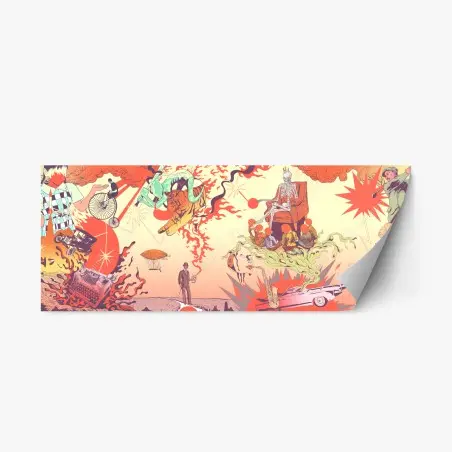Repositionable sticker psychedelic surrealist dreamscape • Wallissimo®