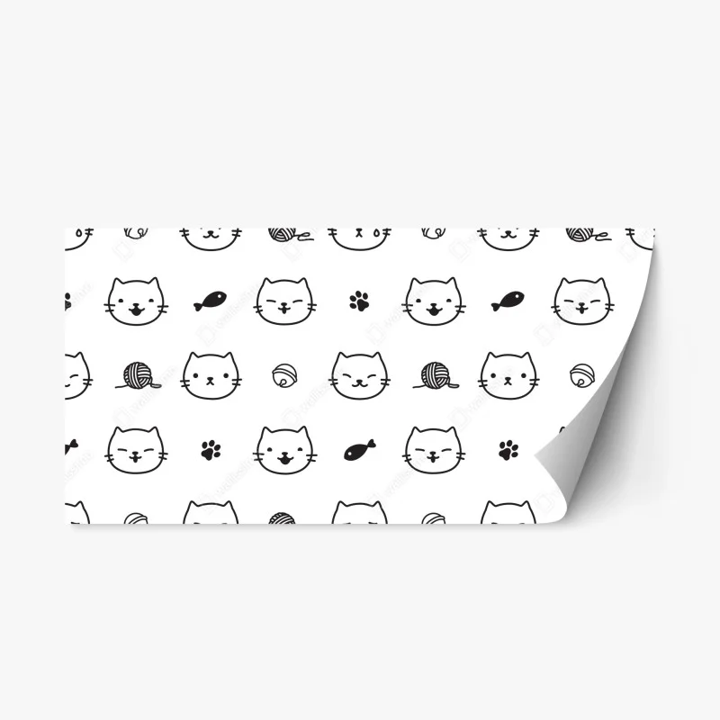 Repositionable sticker playful kitten pattern