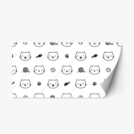 Repositionable sticker playful kitten pattern • Wallissimo®