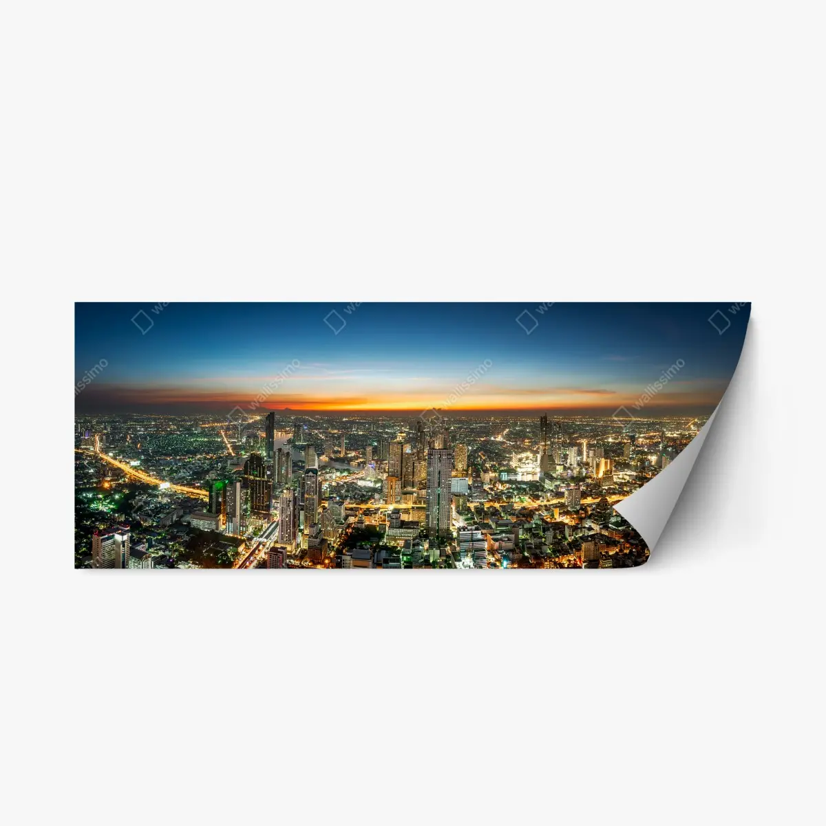 Repositionable sticker Bangkok skyline at dusk • Wallissimo® Repositionable sticker Bangkok skyline at dusk • Wallissimo®