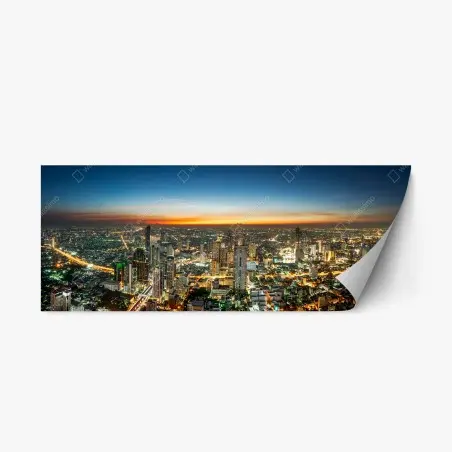 Repositionable sticker Bangkok skyline at dusk • Wallissimo®