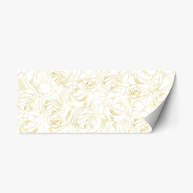 Repositionable sticker delicate gold rose line art pattern
