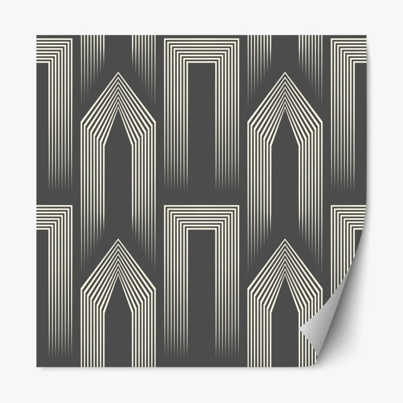 Repositionable sticker art deco geometric pattern in gray and beige