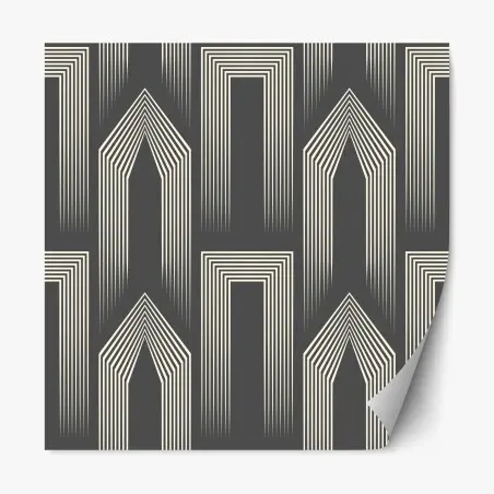Repositionable sticker art deco geometric pattern in gray and beige • Wallissimo®