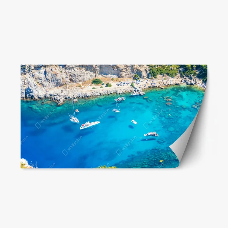 Repositionable sticker aerial view of Anthony Quinn Bay, Rhodes