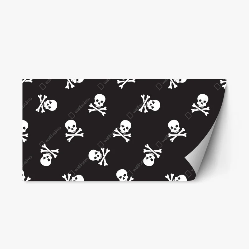 Repositionable sticker skull and crossbones seamless pattern