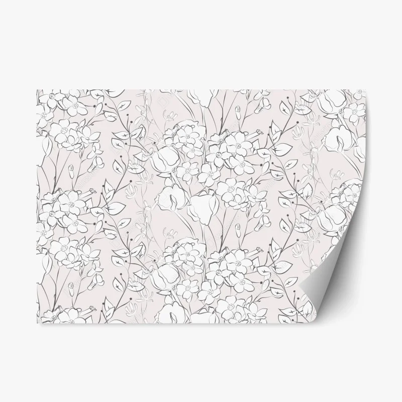 Repositionable sticker delicate pastel floral design