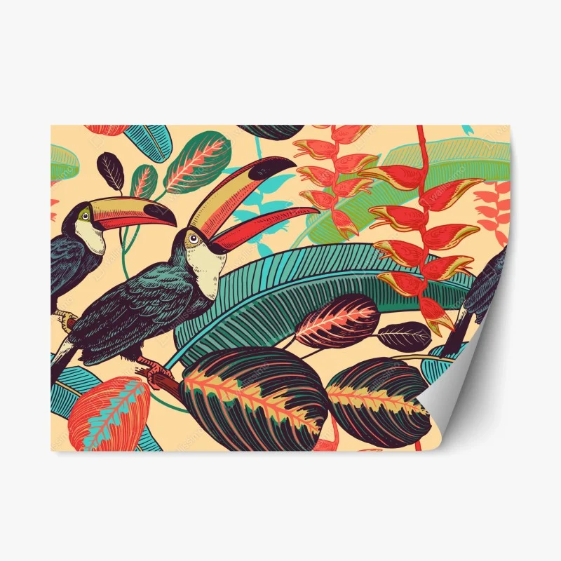 Repositionable sticker tropical toucan paradise