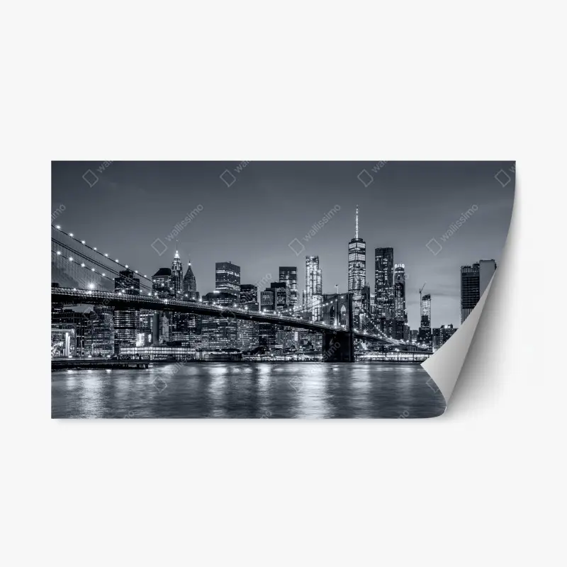 Repositionable sticker New York skyline at night
