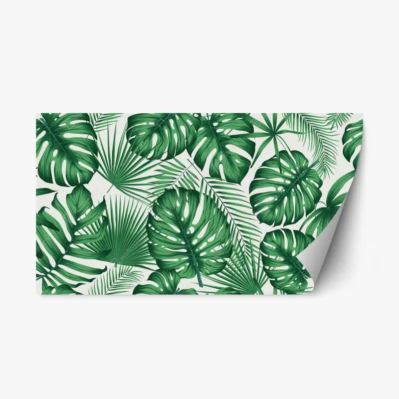 Repositionable sticker tropical monstera and palm leaves pattern