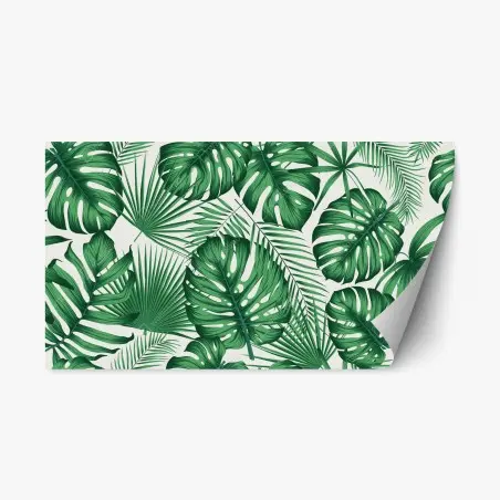 Repositionable sticker tropical monstera and palm leaves pattern • Wallissimo®
