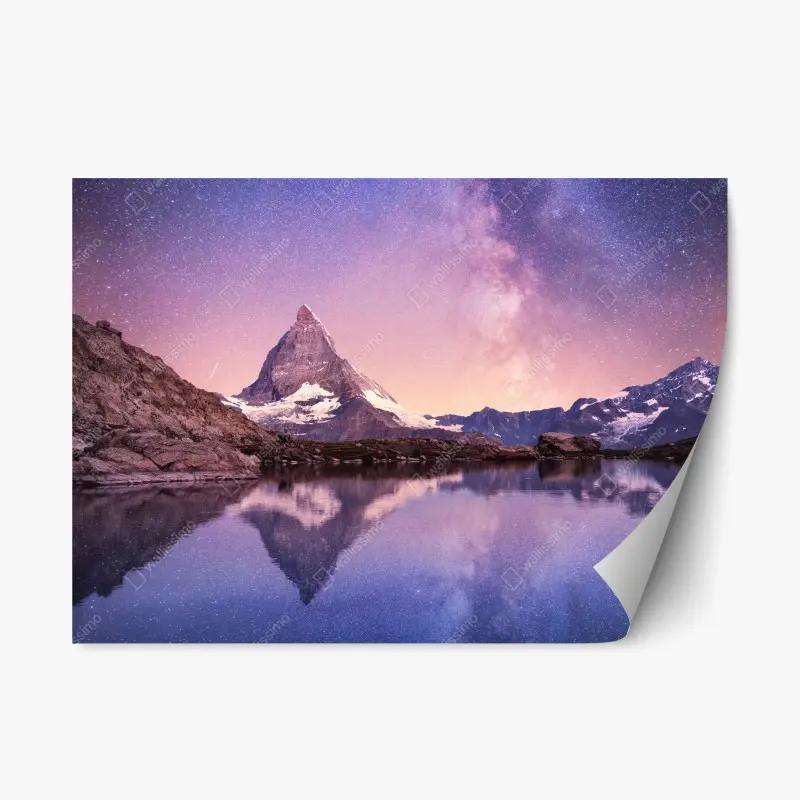 Repositionable sticker Matterhorn reflection under the Milky Way