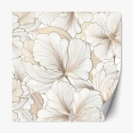 Repositionable sticker delicate beige floral illustration • Wallissimo®
