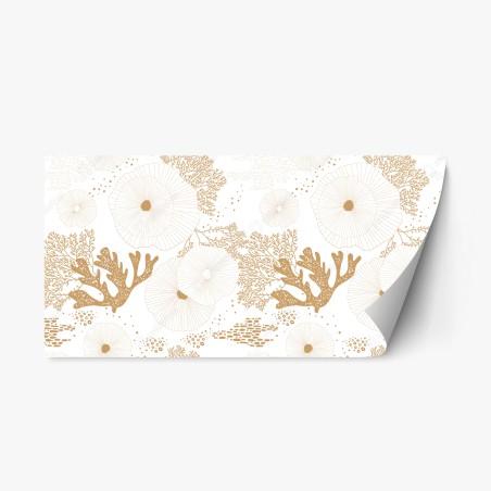 Repositionable sticker delicate golden coral pattern • Wallissimo®