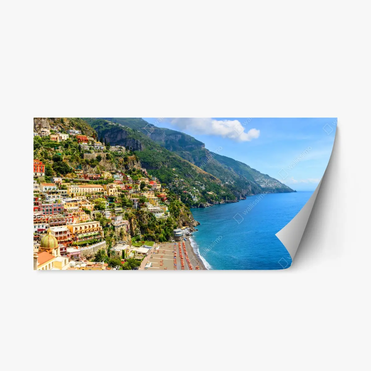 Repositionable sticker colorful cliffside coastal panorama • Wallissimo®