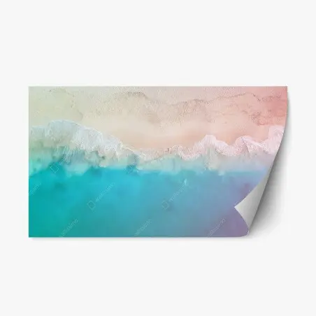 Repositionable sticker pastel turquoise beach aerial • Wallissimo®