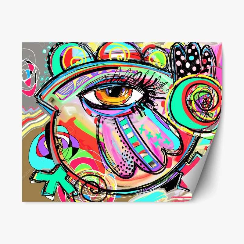 Repositionable sticker vibrant abstract eye portrait