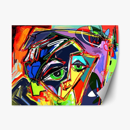 Repositionable sticker vibrant abstract face portrait • Wallissimo®