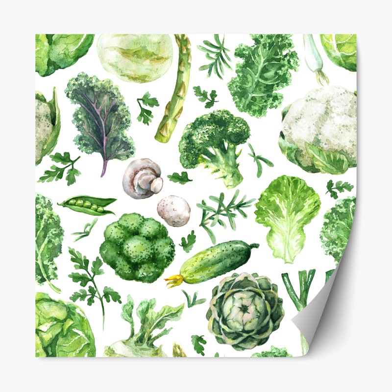 Repositionable sticker watercolor greens seamless pattern