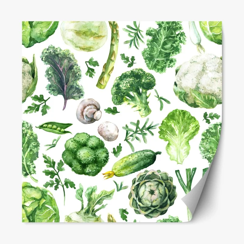 Repositionable sticker watercolor greens seamless pattern