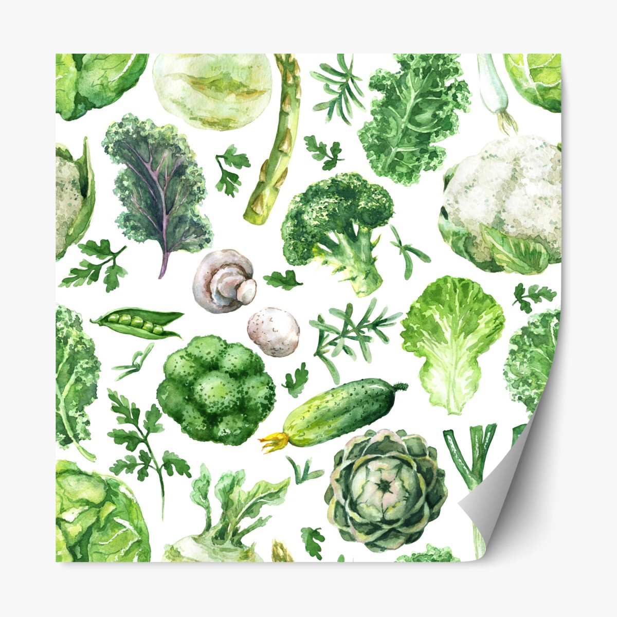 Repositionable sticker watercolor greens seamless pattern ⁕ Wallissimo® Repositionable sticker watercolor greens seamless pattern ⁕ Wallissimo®