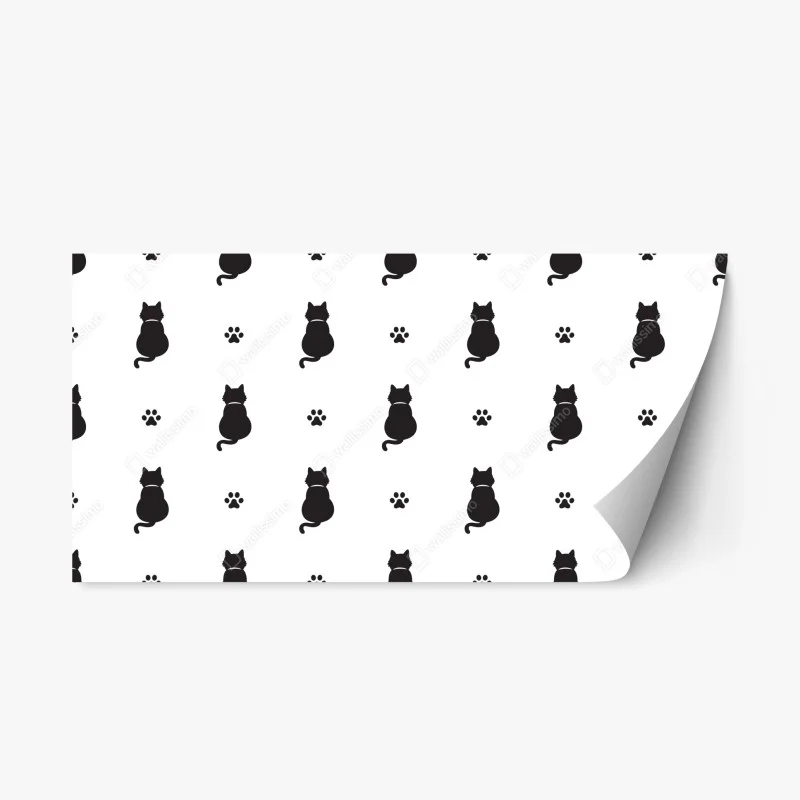 Repositionable sticker black cat silhouette pattern