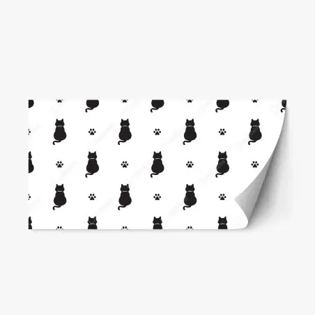 Repositionable sticker black cat silhouette pattern • Wallissimo®
