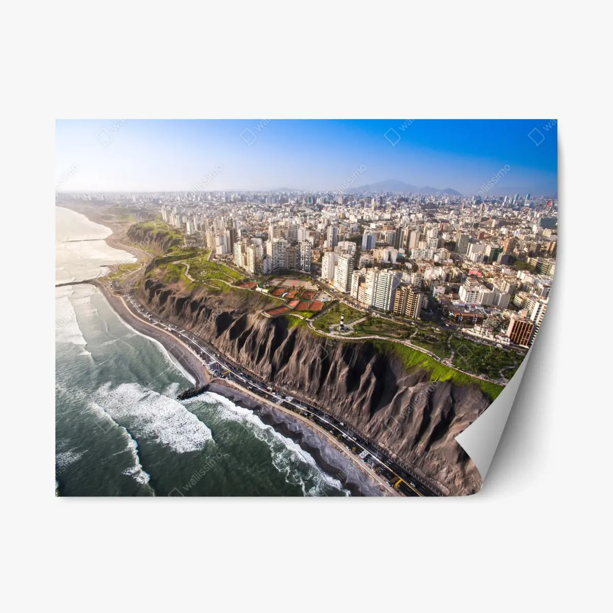 Repositionable sticker Miraflores coastline panorama, Lima • Wallissimo® Repositionable sticker Miraflores coastline panorama, Lima • Wallissimo®
