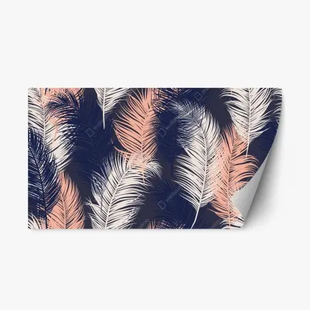 Repositionable sticker navy and blush feather pattern • Wallissimo®