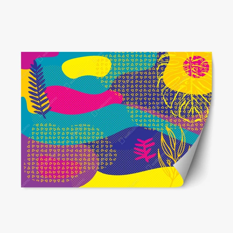 Repositionable sticker vibrant abstract tropical pattern