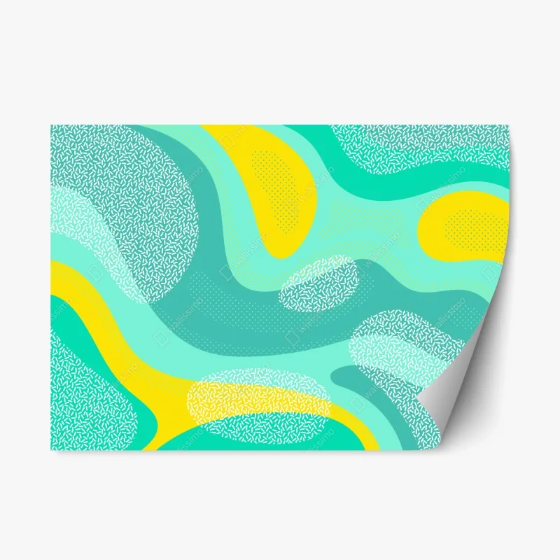 Repositionable sticker turquoise and yellow abstract pattern