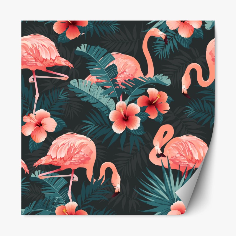 Repositionable sticker tropical pink flamingo pattern
