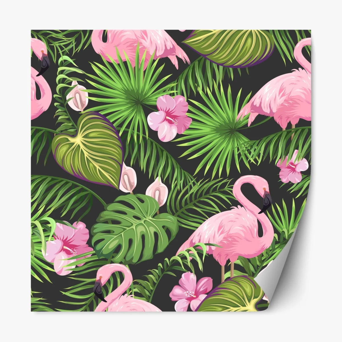 Repositionable sticker pink flamingo tropical pattern • Wallissimo® Repositionable sticker pink flamingo tropical pattern • Wallissimo®